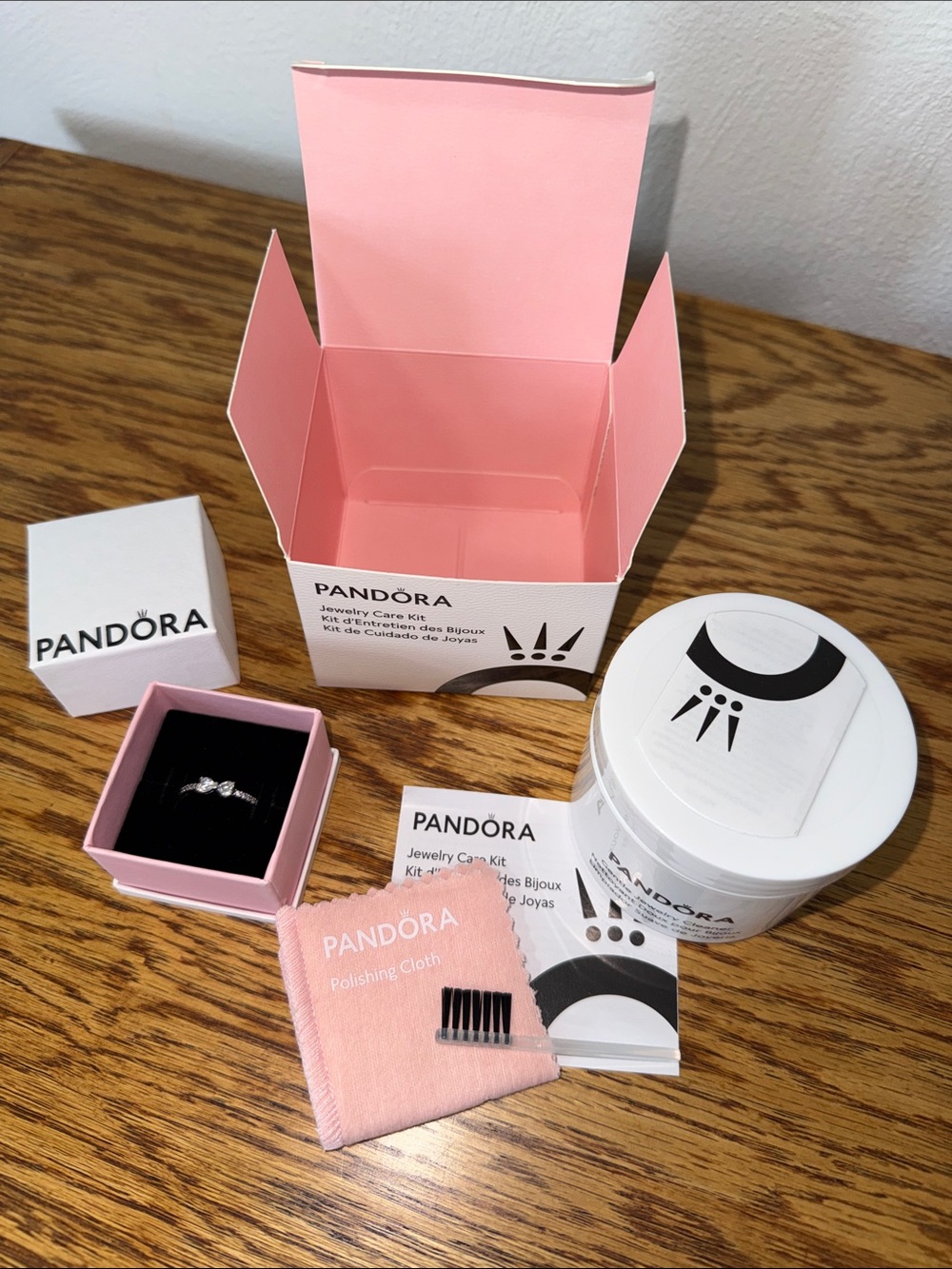 Pandora Ring Bow Sterling Silver with Jewelry Cleaning Set Size 9 - 60